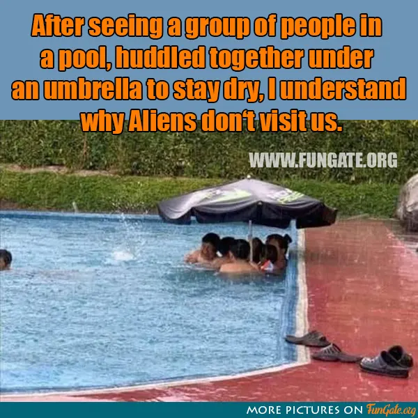 After seeing a group of people in a pool