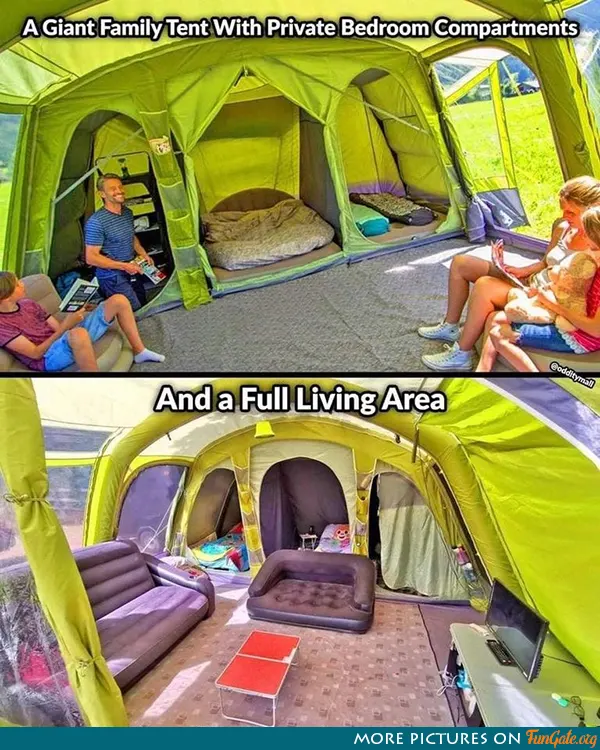 A giant family tent with private bedroom