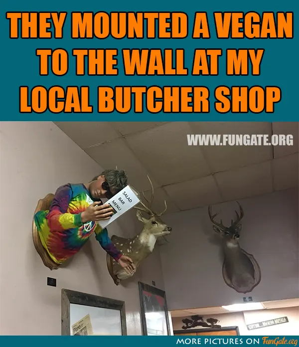 They mounted a vegan to the wall